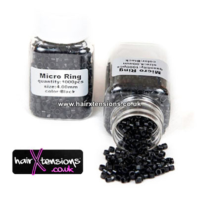1000 Black Micro-Rings 4mm (Non-Silicone)