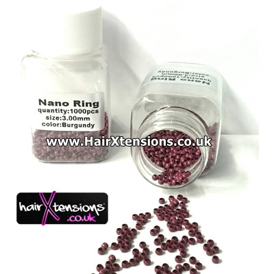 Burgundy - 3mm Nano Rings Approx 1000pcs (Non-Silicone)