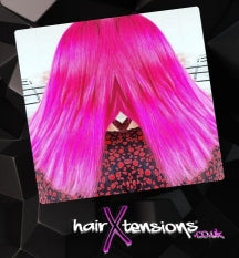 pink coloured hair extensions