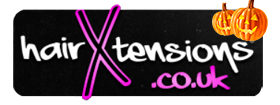 HairXtensions Halloween logo with spooky seasonal styling for Halloween hair extension promotions