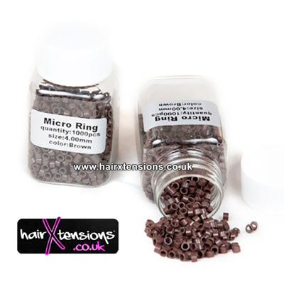 1000 Brown Micro Rings 4mm (Non-Silicone)