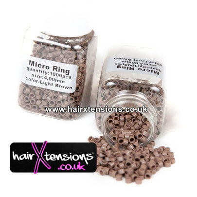 1000 Light-Brown Micro-Rings 4mm (Non-Silicone)