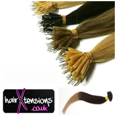 Ombre #2-#18 - 25 Strands Nano-Tip 18&quot; Remy Hair Extensions