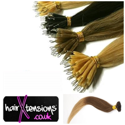 Ombre #8-#24 - 25 Strands Nano-Tip 18&quot; Remy Hair Extensions