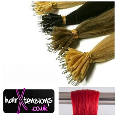 Bright Red 18&quot; 0.5g Nano Tip Hair Extensions