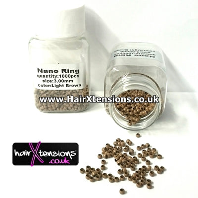 Light Brown - 3mm Nano Rings Approx 1000pcs (Non-Silicone)